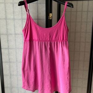Pink Tank Top Adjustable Straps Cotton Spring Summer Beach Casual Women